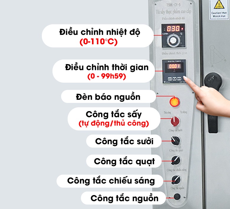 Máy Sấy Thực Phẩm CY-12 Cao Cấp Bảng điều khiển thông minh, sử dụng đơn giản