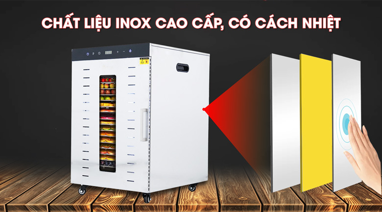 Máy sấy mít được chế tạo từ chất liệu inox cao cấp Máy sấy mít được chế tạo từ chất liệu inox cao cấp
