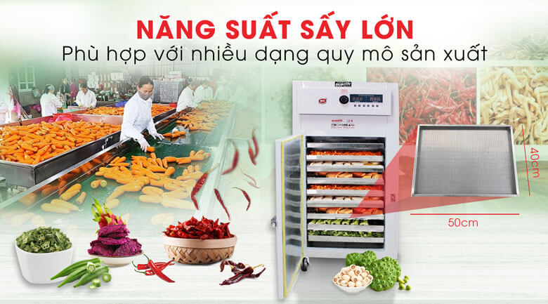 Năng suất cao, đáp ứng nhiều đơn vị sản xuất nông sản sấy khô