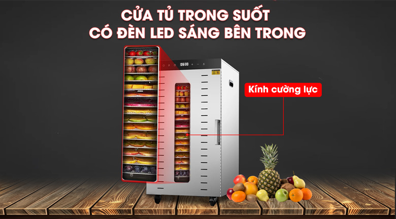 Cửa tủ trong suốt, có đèn led sáng bên trong 