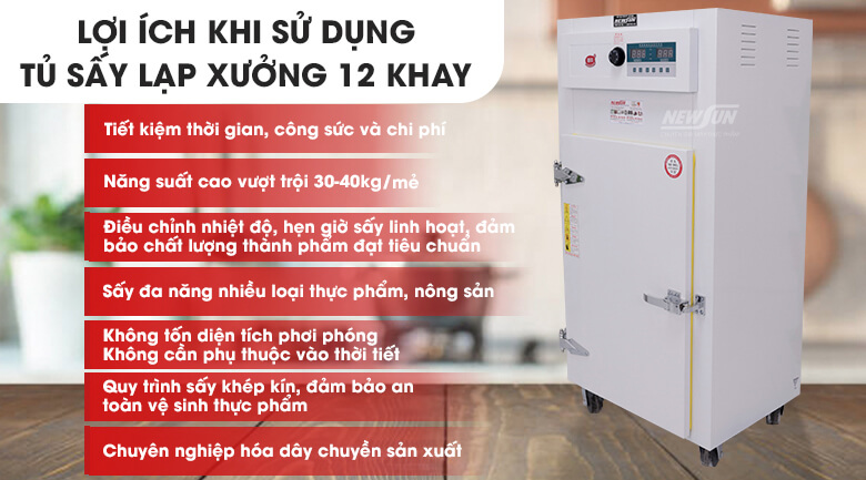 Sử dụng tủ sấy lạp xưởng 12 khay là giải pháp tối ưu giúp nâng cao năng suất, chất lượng lạp xưởng