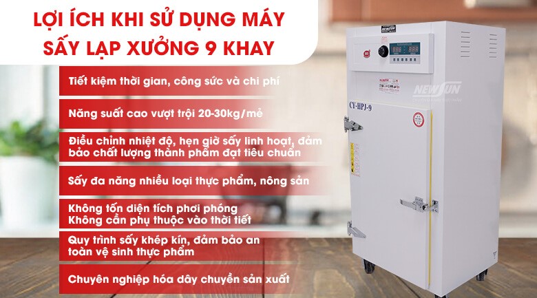 Sử dụng tủ sấy lạp xưởng 9 khay là giải pháp hoàn hảo giúp nâng cao năng suất, chất lượng