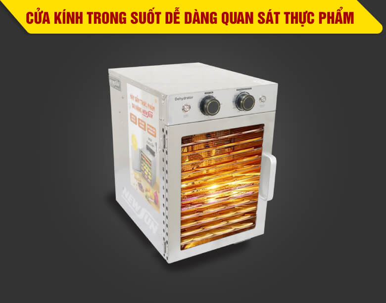 Cửa kính trong suốt dễ dàng quan sát thực phẩm bên trong 