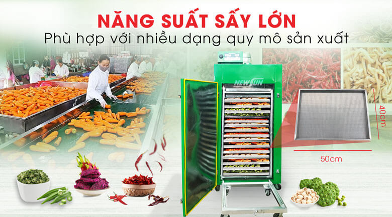 Năng suất cao, đáp ứng nhiều đơn vị sản xuất nông sản sấy khô