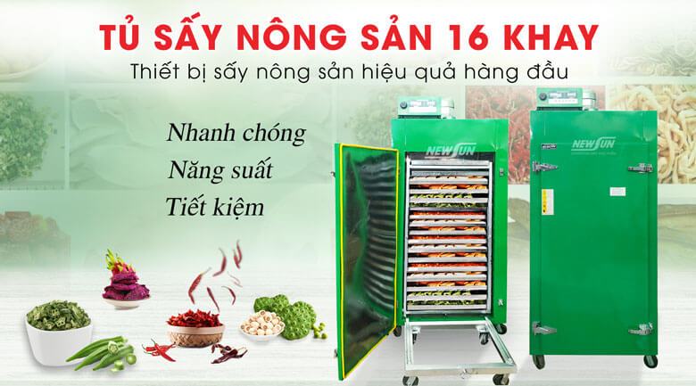 Tủ sấy nông sản 16 khay - Giải pháp sấy nông sản tối ưu nhất hiện nay