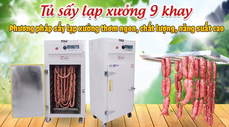 Tủ sấy lạp xưởng 9 khay - Phương pháp sấy lạp xưởng chất lượng, năng suất cao