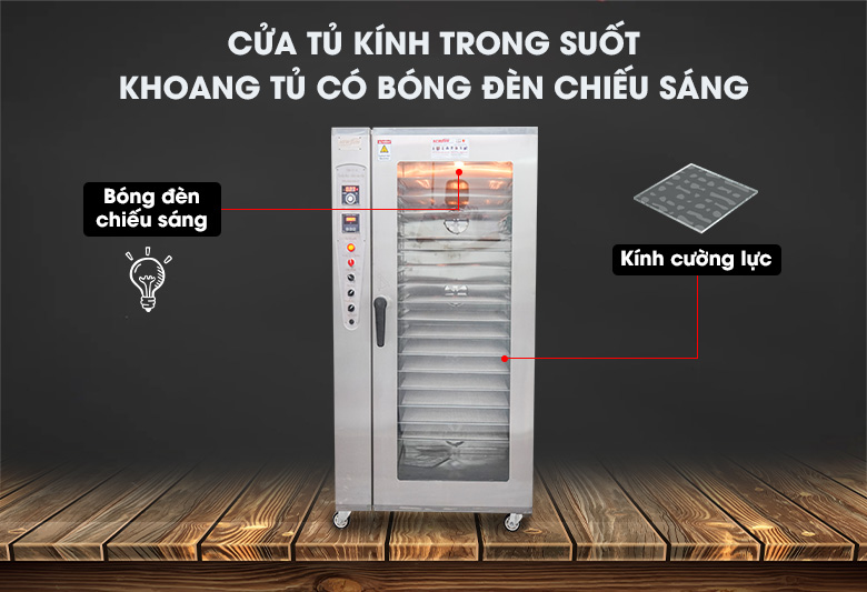 Cửa kính kết hợp với đèn chiếu sáng giúp quan sát thực phẩm bên trong dễ dàng