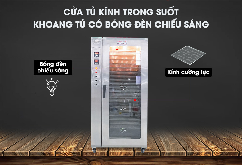 Quan sát quá trình sấy dễ dàng hơn với cửa kính cường lực và đèn chiếu sáng