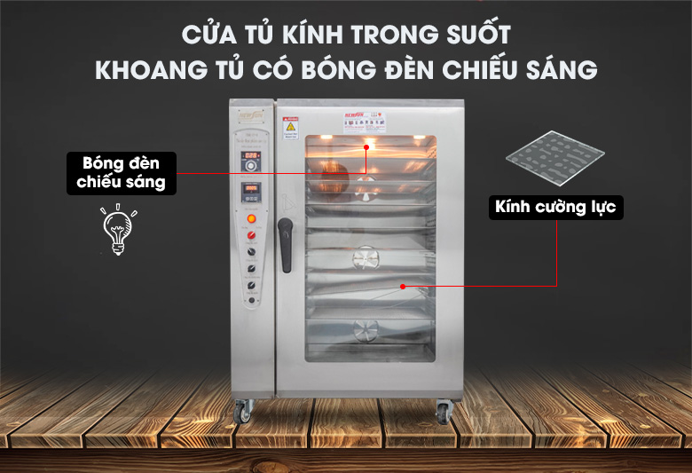 Cửa kính trong suốt kết hợp với đèn chiếu sáng giúp quan sát dễ dàng