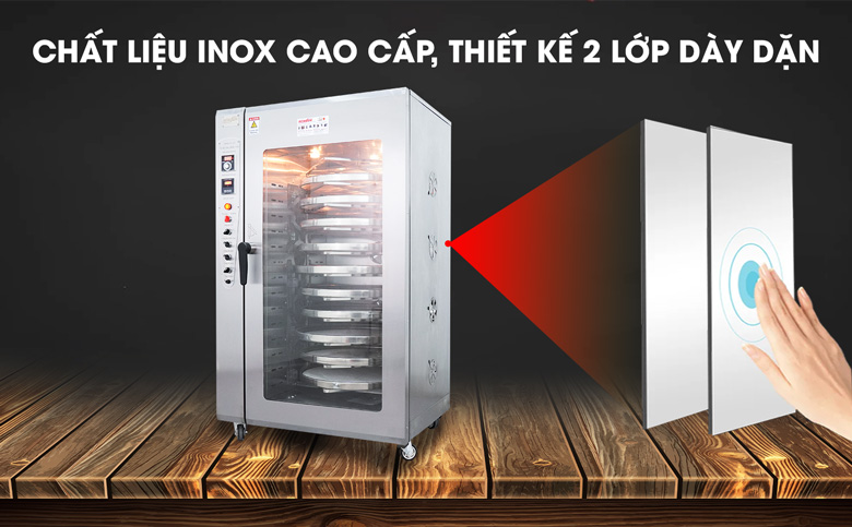 Thành tủ cấu tạo 2 lớp inox cao cấp dày dặn