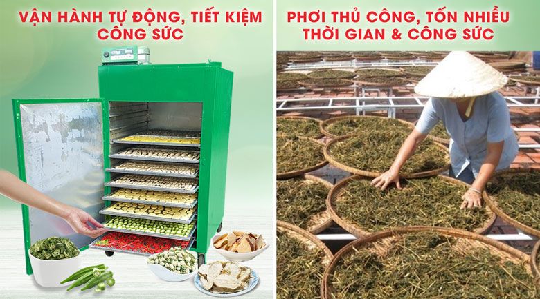 Tiết kiệm thời gian công sức so với việc phơi thủ công