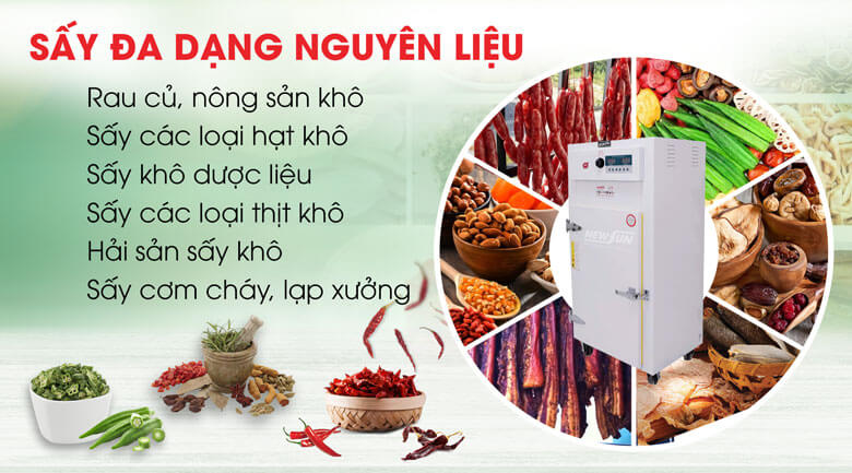 Sấy đa dạng các loại nguyên liệu