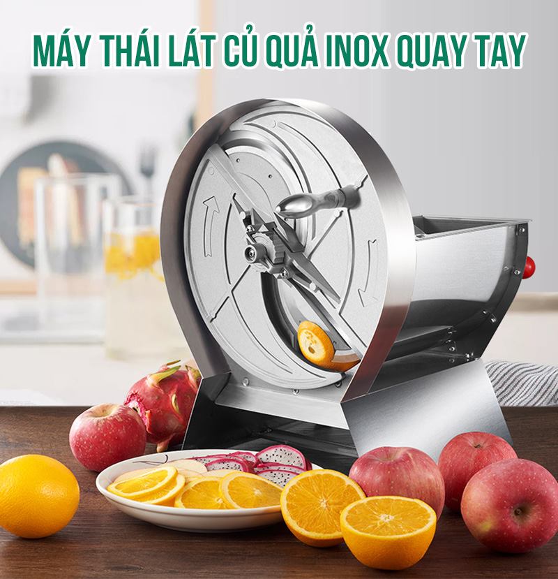 Máy thái lát củ quả inox quay tay