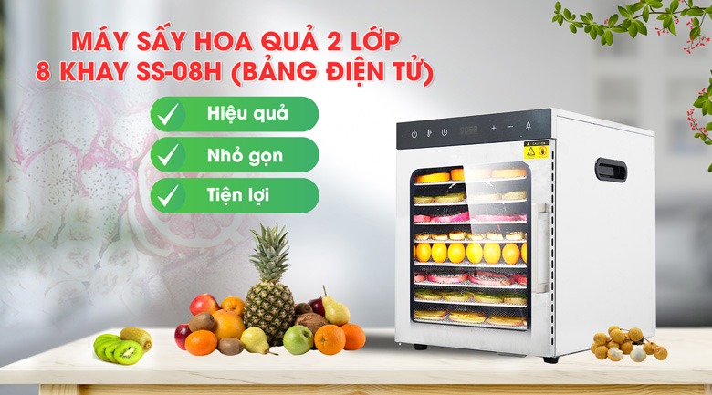 Máy sấy mứt 2 lớp 8 khay SS‑08H (Điện tử)