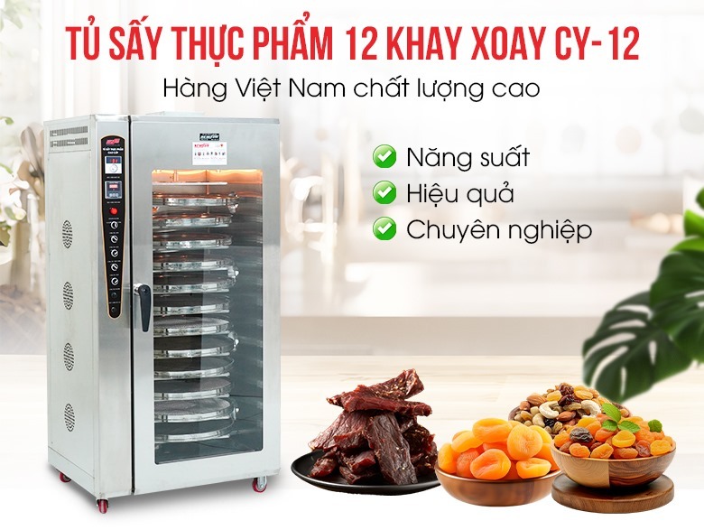 Máy sấy thực phẩm 12 khay xoay CY-12 hàng xưởng cao cấp Máy sấy thực phẩm 12 khay xoay CY-12 hàng xưởng cao cấp